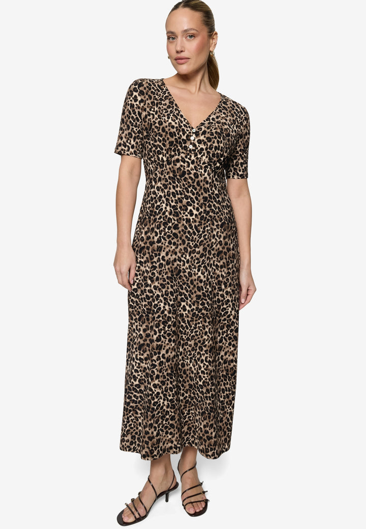Kleid Lang 1/2 Arm, Beige/Black 7898 Bild 2