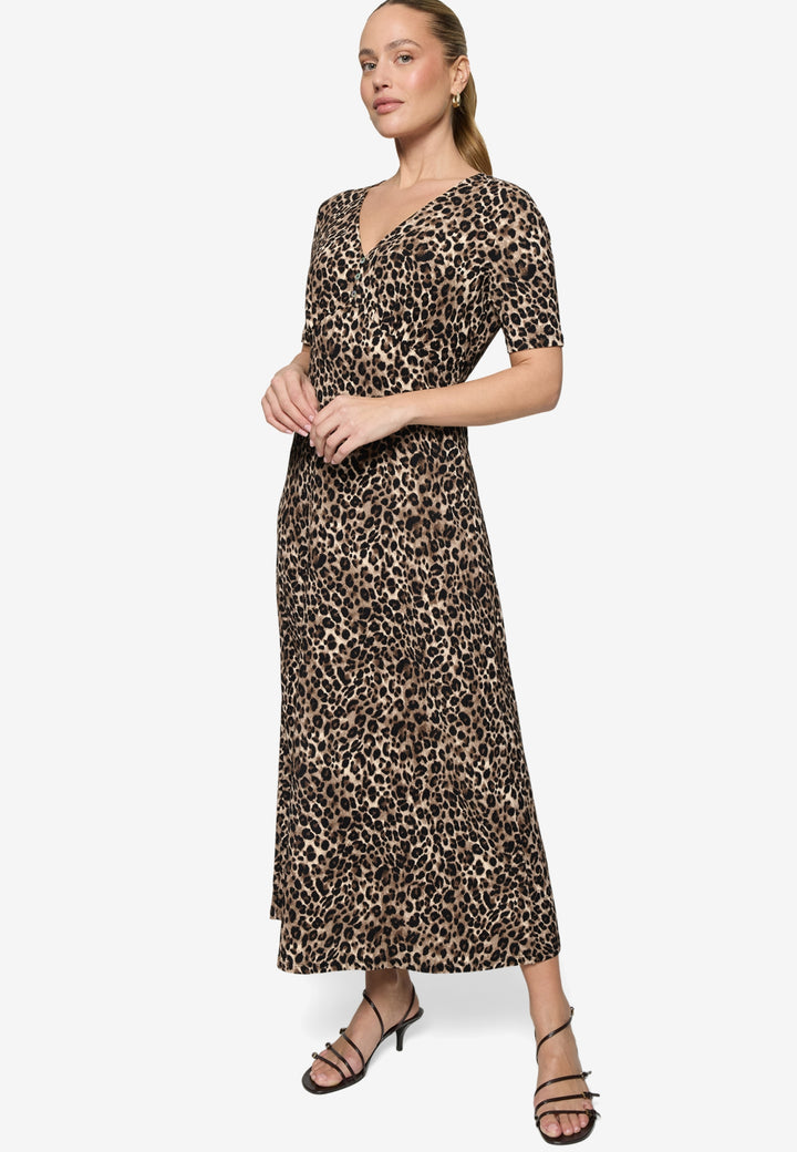 Kleid Lang 1/2 Arm, Beige/Black 7898 Bild 4