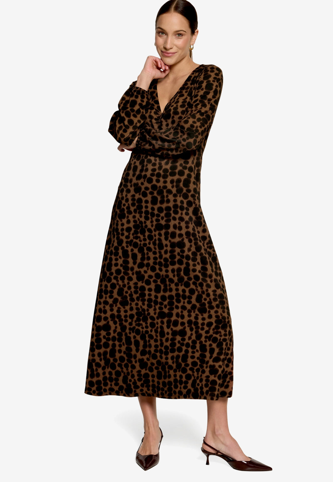 Kleid Lang 1/2 Arm, Brown/Black 7890 Bild 4