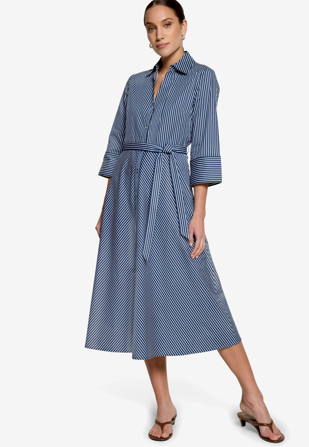 Kleid Lang 3/4 Arm, Dark Blue/White 8812 Bild 2