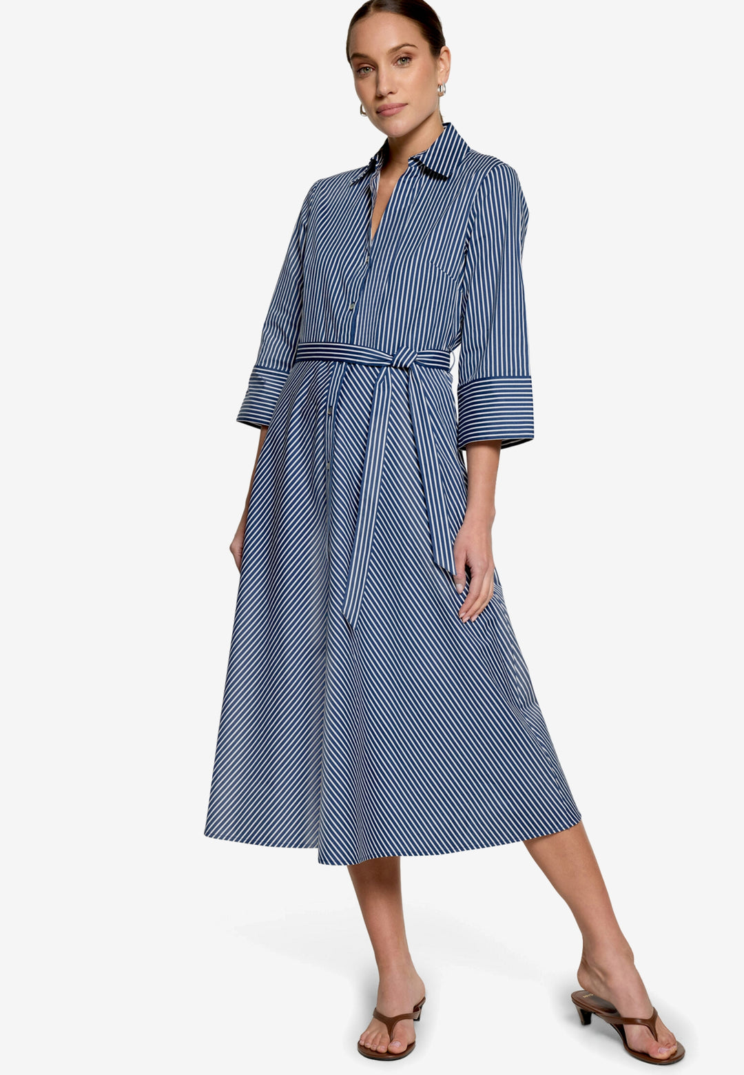 Kleid Lang 3/4 Arm, Dark Blue/White 8812 Bild 2