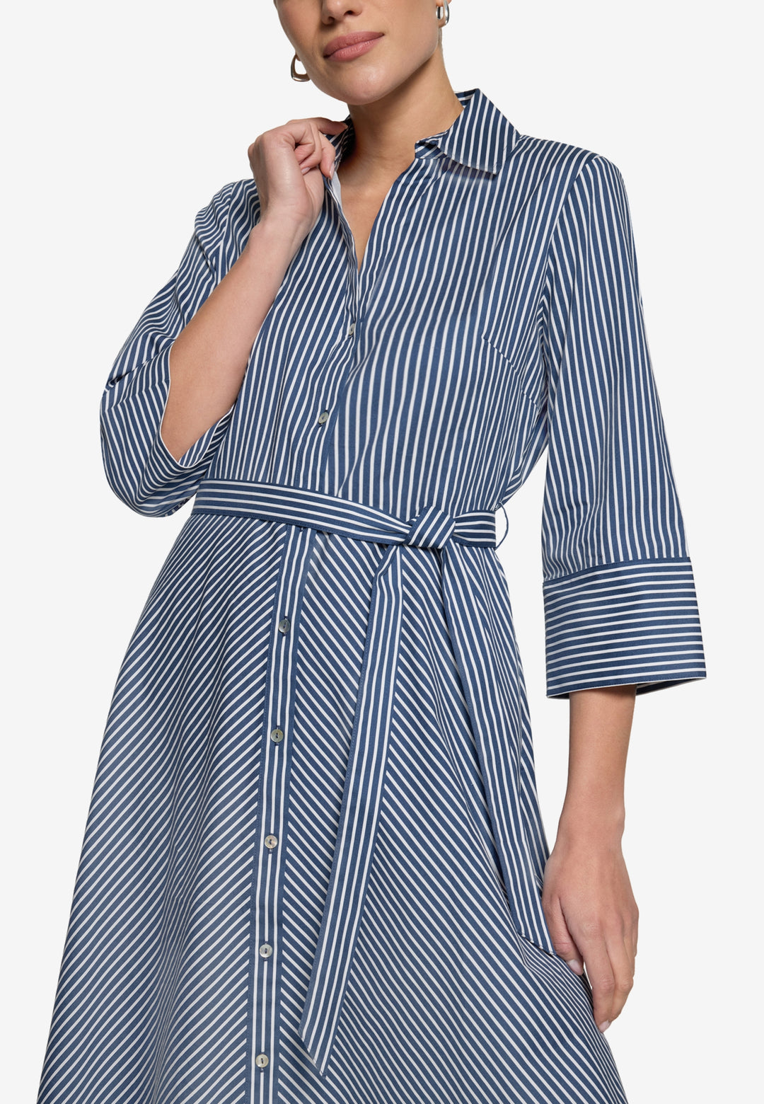 Kleid Lang 3/4 Arm, Dark Blue/White 8812 Bild 5