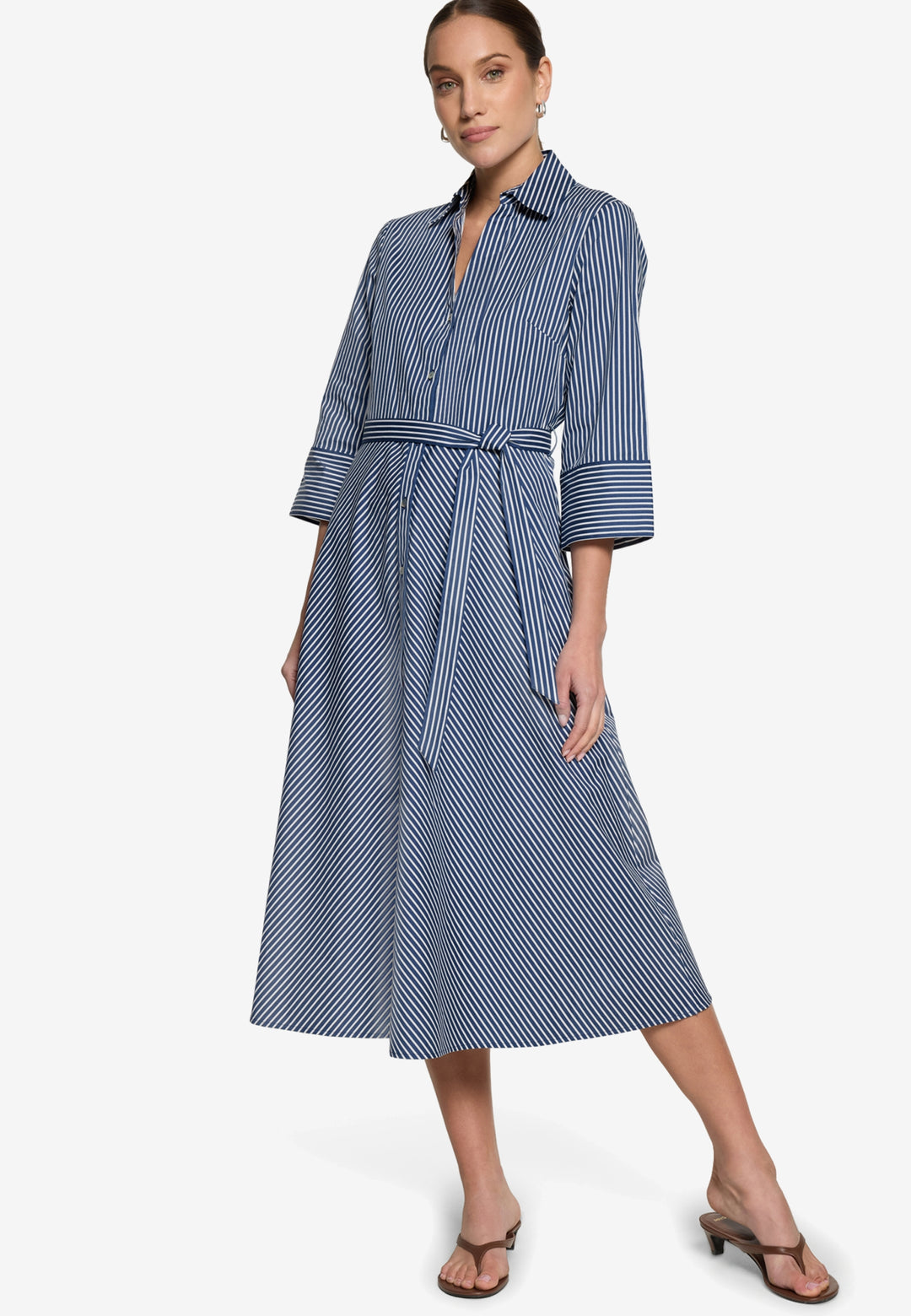 Kleid Lang 3/4 Arm, Dark Blue/White 8812 Bild 6