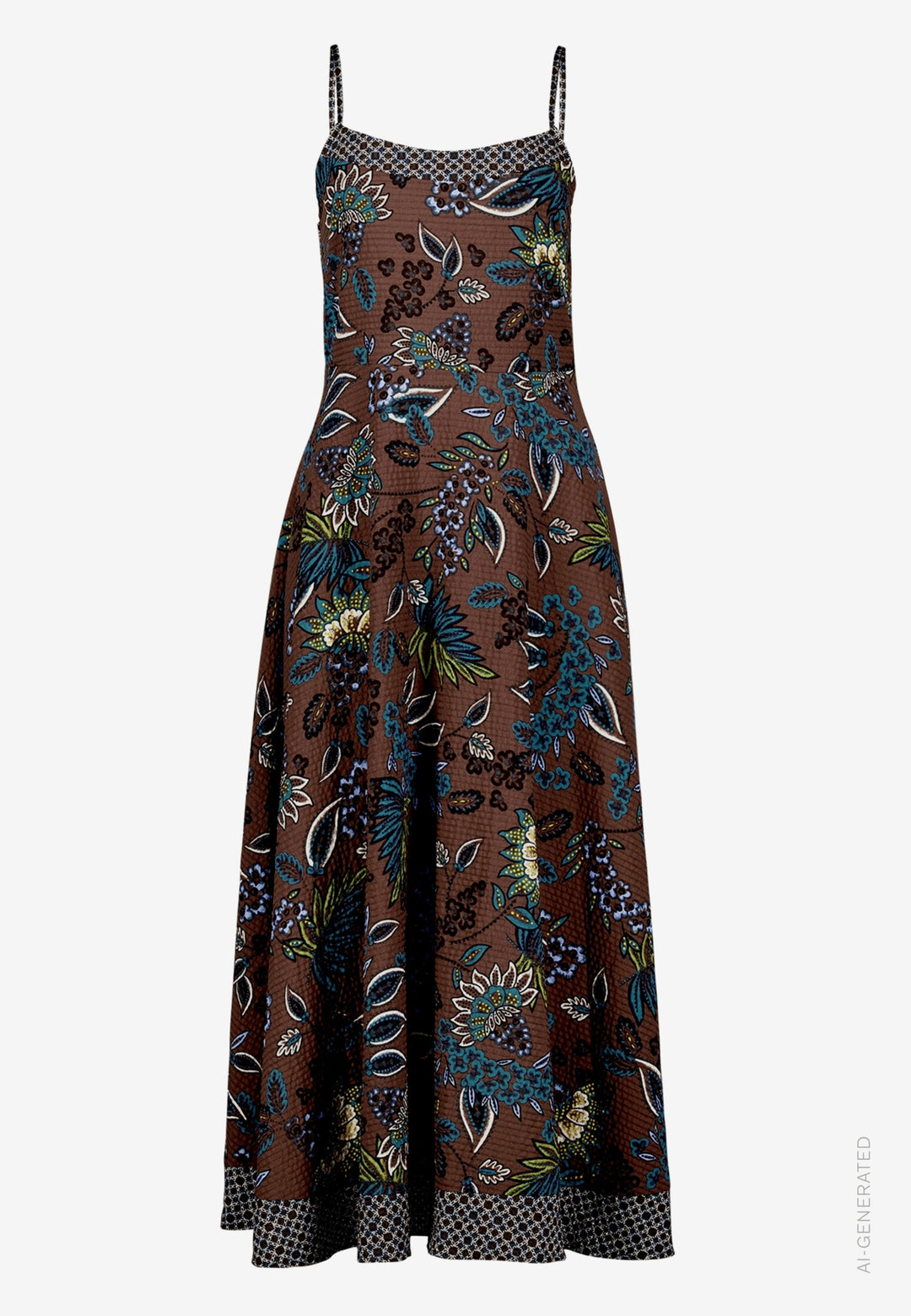 Kleid Lang ohne Arm, Brown/Petrol 7881 Bild 1