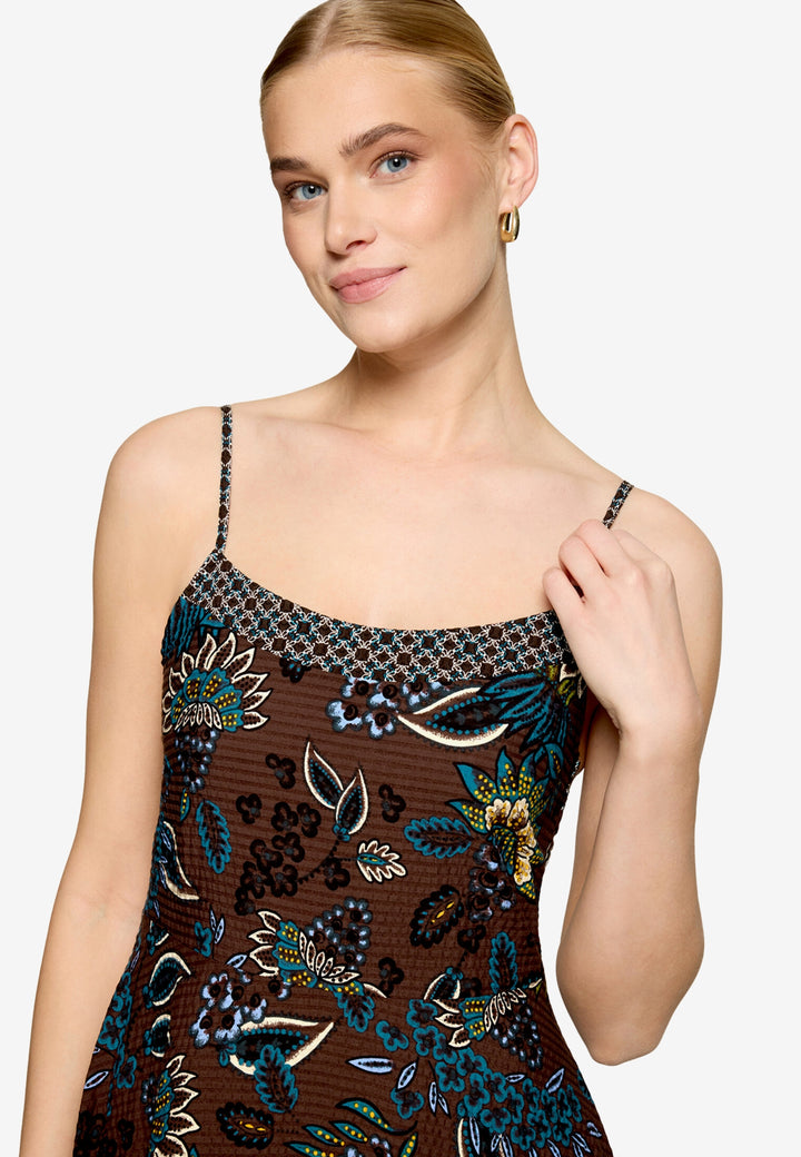 Kleid Lang ohne Arm, Brown/Petrol 7881 Bild 5