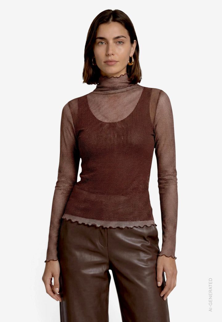 Shirt Kurz 1/1 Arm, Beige/Brown 7875 Bild 2