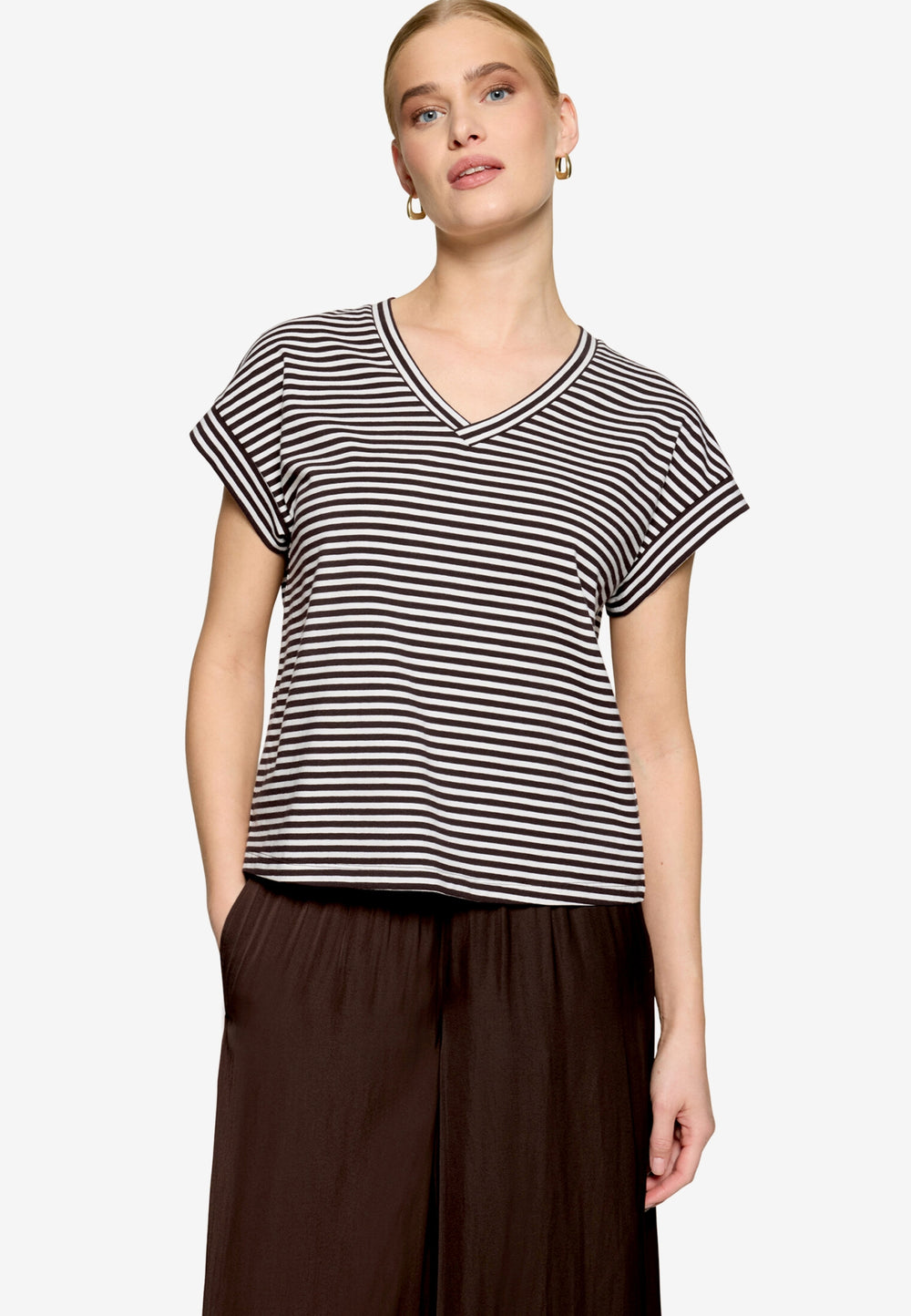 Shirt Kurz 1/2 Arm, Brown/White 7810 Bild 2