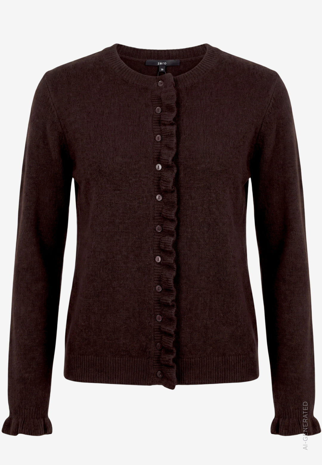 Strickjacke Kurz 1/1 Arm, Dark Brown Melange 7711 Bild 1