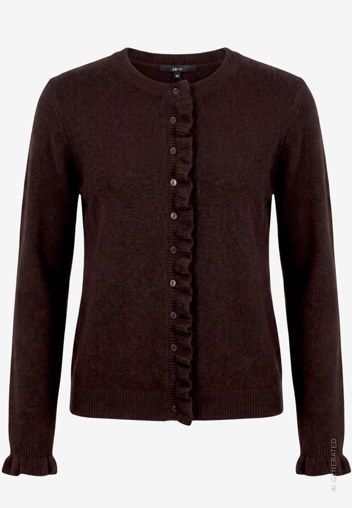 Strickjacke Kurz 1/1 Arm, Dark Brown Melange 7711 Bild 1
