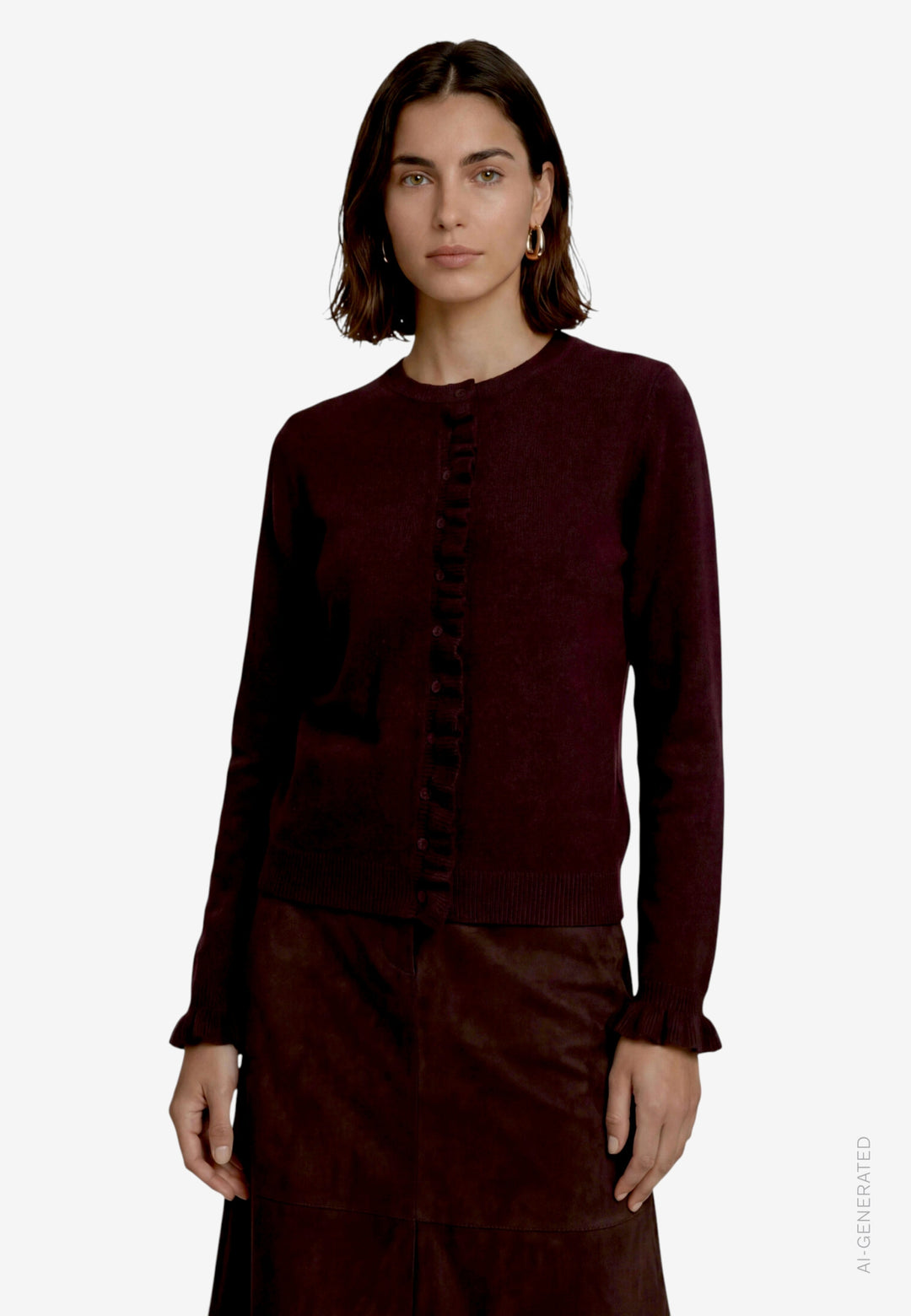 Strickjacke Kurz 1/1 Arm, Dark Brown Melange 7711 Bild 2