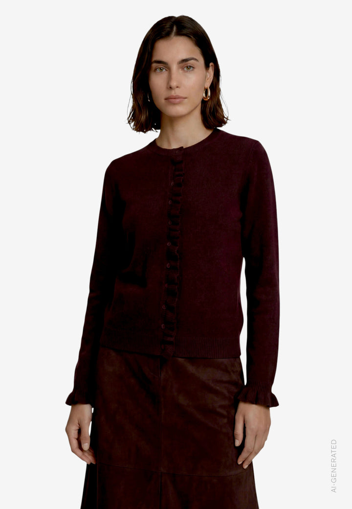 Strickjacke Kurz 1/1 Arm, Dark Brown Melange 7711 Bild 2
