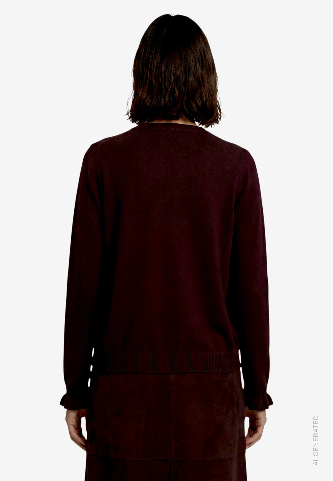 Strickjacke Kurz 1/1 Arm, Dark Brown Melange 7711 Bild 3