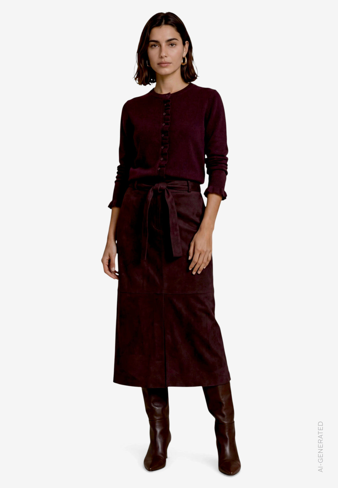 Strickjacke Kurz 1/1 Arm, Dark Brown Melange 7711 Bild 4