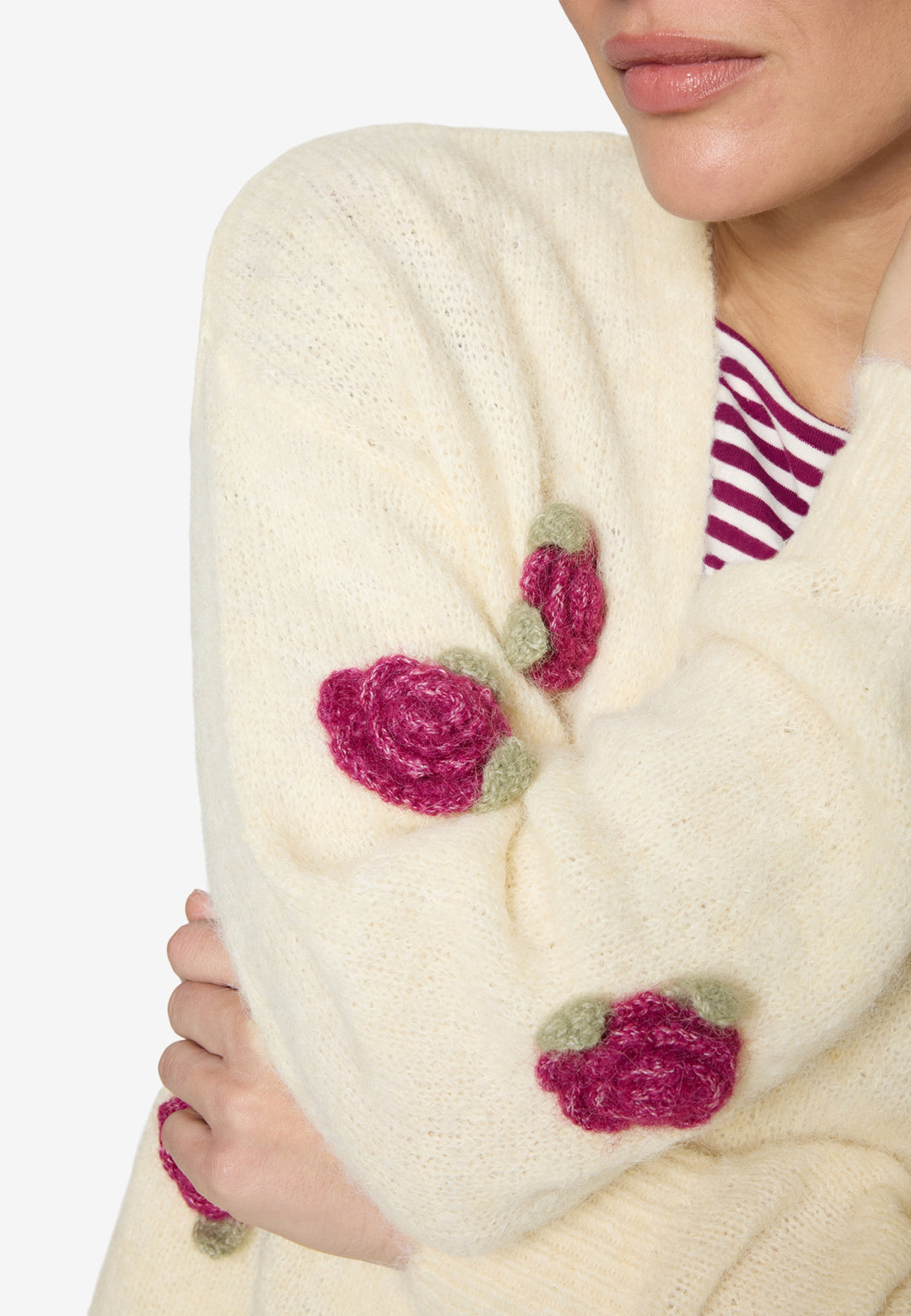 Strickjacke Kurz 1/1 Arm, Patch Cream/Pink 1943 Bild 5