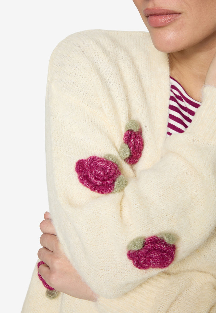 Strickjacke Kurz 1/1 Arm, Patch Cream/Pink 1943 Bild 5