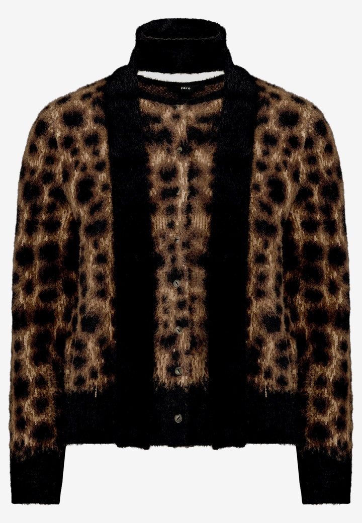 Strickjacke Kurz 1/2 Arm, Patch Black/Brown 9970 Bild 1