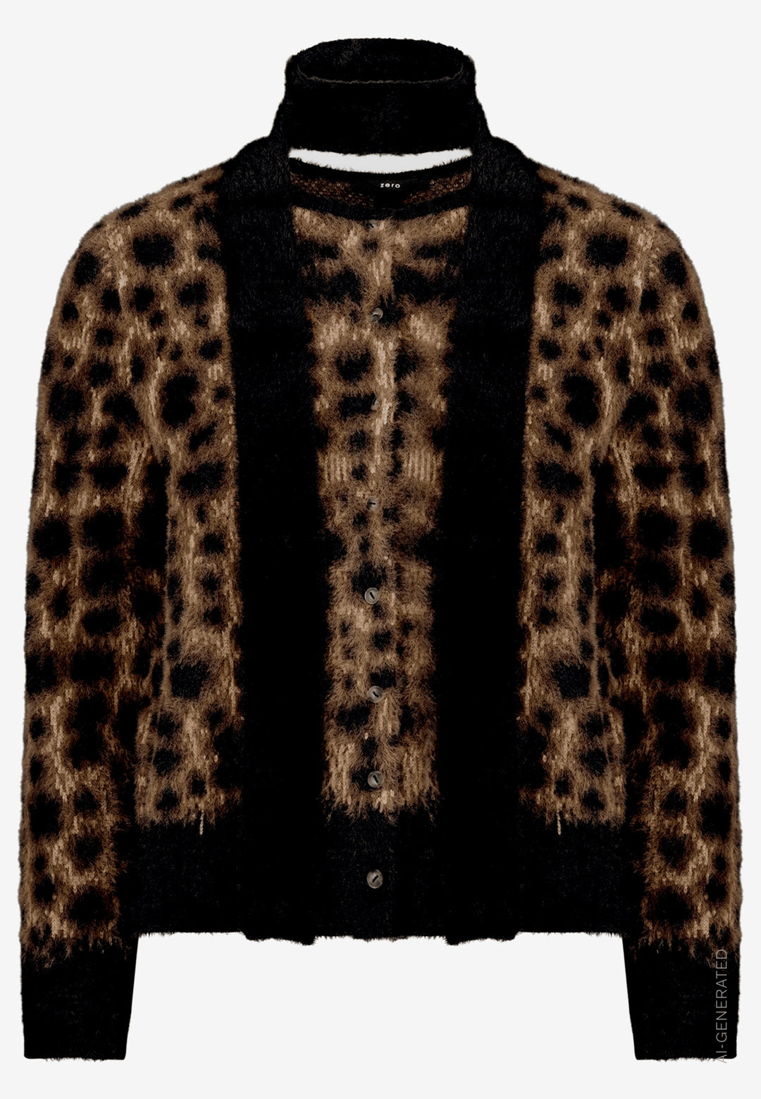 Strickjacke Kurz 1/2 Arm, Patch Black/Brown 9970 Bild 1