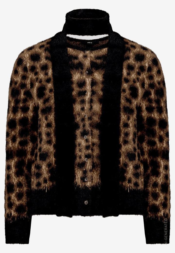 Strickjacke Kurz 1/2 Arm, Patch Black/Brown 9970 Bild 1