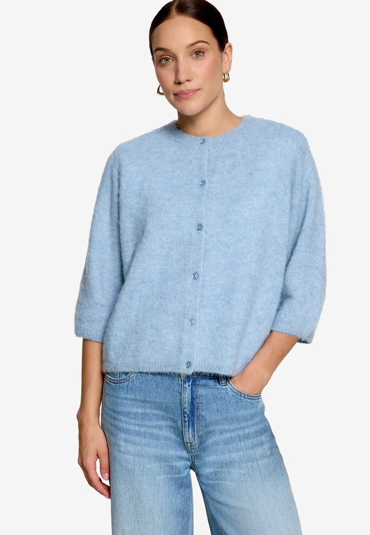 Strickjacke Kurz 3/4 Arm, Ashley Blue Melange 8726 Bild 2