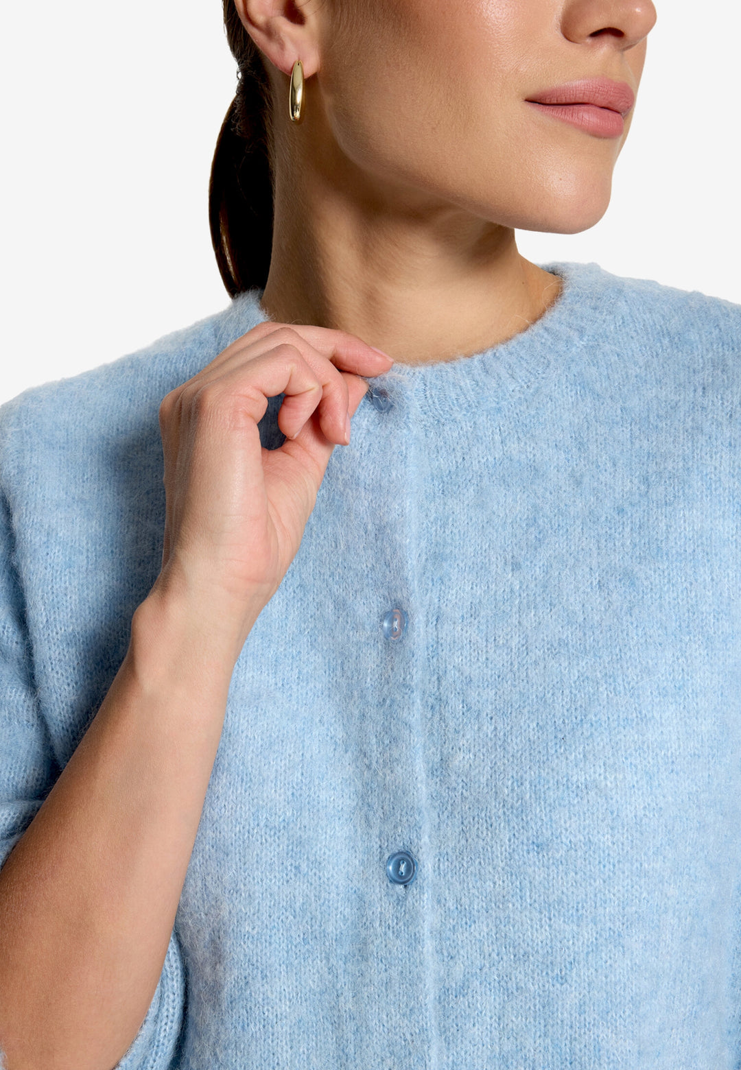 Strickjacke Kurz 3/4 Arm, Ashley Blue Melange 8726 Bild 5