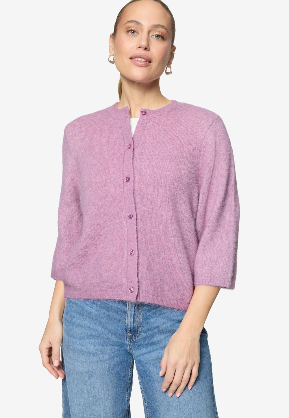 Strickjacke Kurz 3/4 Arm, Lilac Melange 6712 Bild 2
