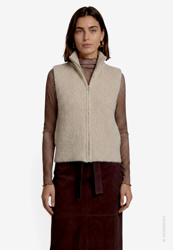 Strickjacke Kurz ohne Arm, Pastel-Cream 7300 Bild 2