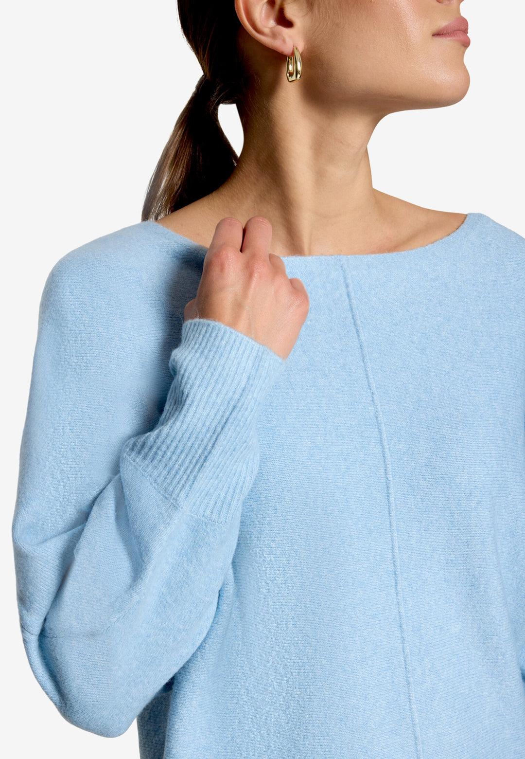 Strickpullover Kurz 1/1 Arm, Ashley Blue Melange 8726 Bild 5