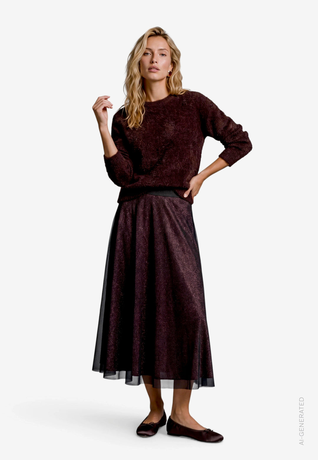 Strickpullover Kurz 1/1 Arm, Black/Brown 9870 Bild 4