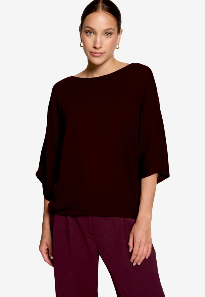 Strickpullover Kurz 1/2 Arm, Dark Aubergine 4685 Bild 1