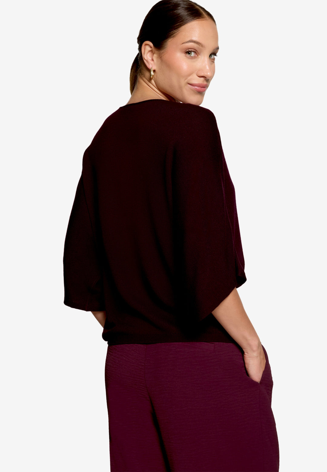 Strickpullover Kurz 1/2 Arm, Dark Aubergine 4685 Bild 2