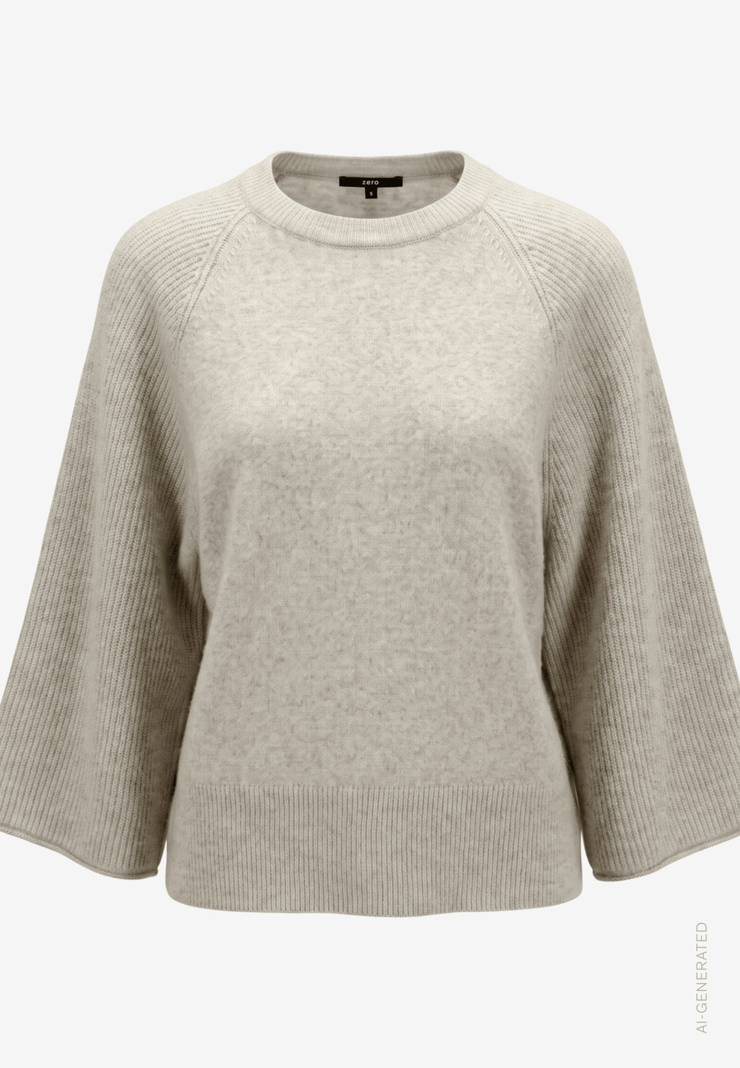 Strickpullover Kurz 3/4 Arm, Light Beige Melange 7705 Bild 1