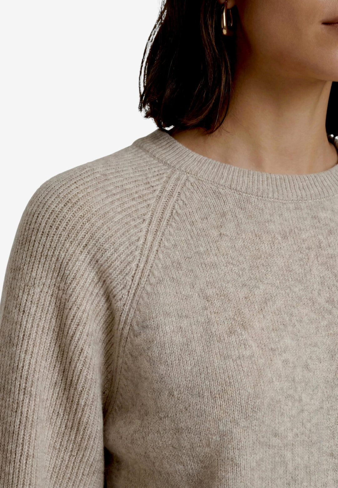 Strickpullover Kurz 3/4 Arm, Light Beige Melange 7705 Bild 5
