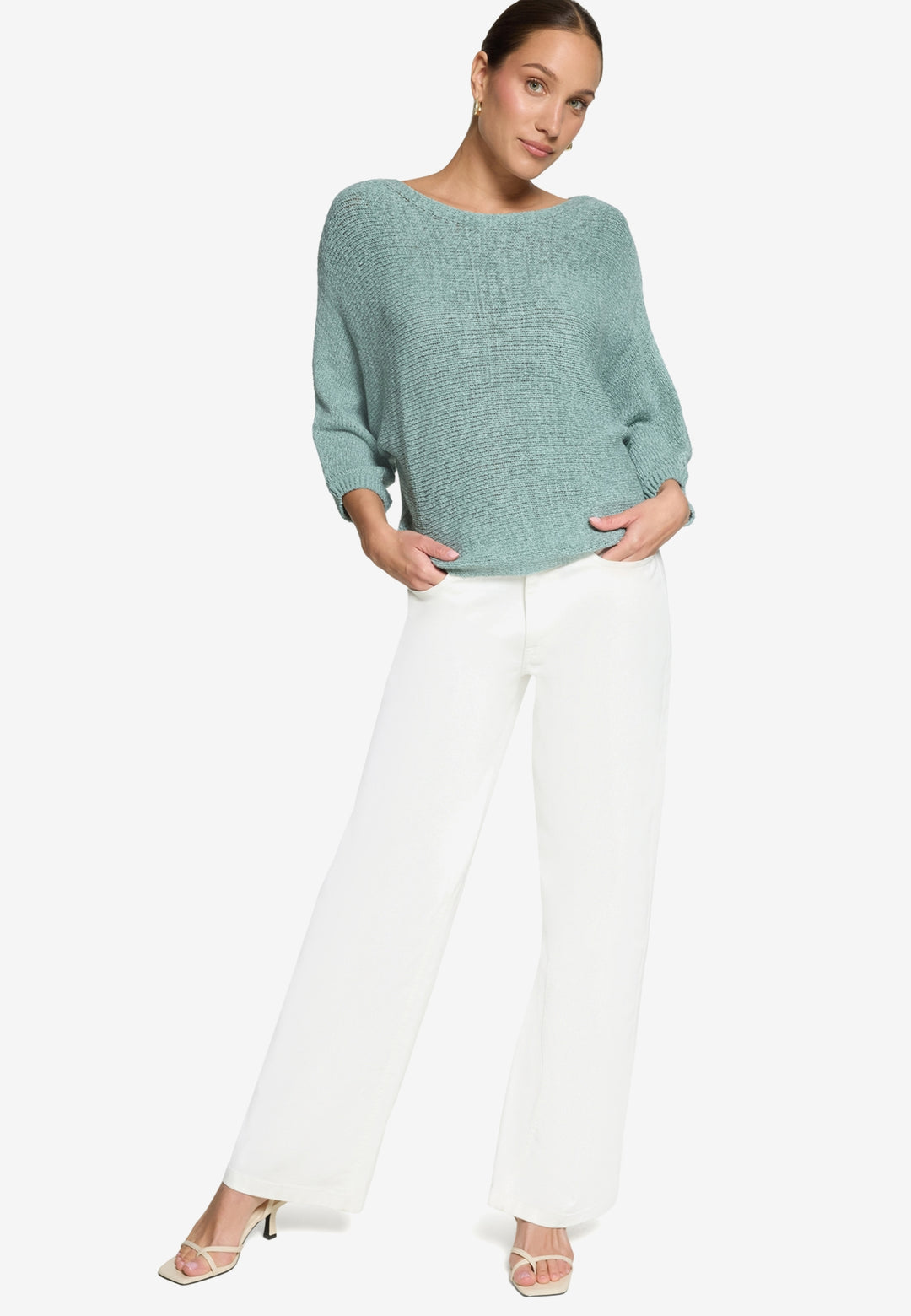 Strickpullover Kurz 3/4 Arm, Silver Blue 9184 Bild 4